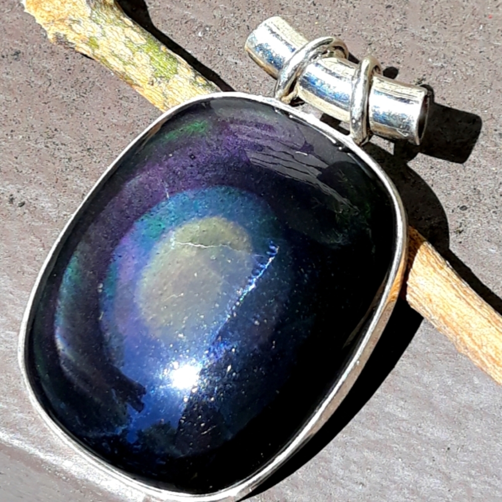 Black Obsidian Eye Sterling Silver Pendant